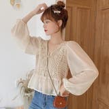 Vネックブラウス レース切り替え 韓国 | Miniministore | 詳細画像6