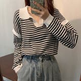 ボーダーニット 襟付きトップス 着やせ | Miniministore | 詳細画像6