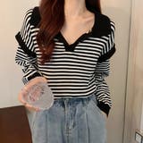 ボーダーニット 襟付きトップス 着やせ | Miniministore | 詳細画像9