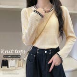 ワッフル編みニットトップスバイカラー | Miniministore | 詳細画像1