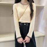 ワッフル編みニットトップスバイカラー | Miniministore | 詳細画像10