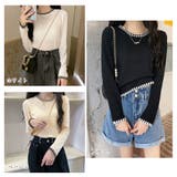 ワッフル編みニットトップスバイカラー | Miniministore | 詳細画像2