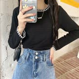 ワッフル編みニットトップスバイカラー | Miniministore | 詳細画像9