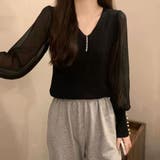 ニットトップス レディース シフォン袖 | Miniministore | 詳細画像10 