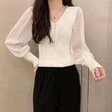 ニットトップス レディース シフォン袖 | Miniministore | 詳細画像7 
