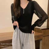ニットトップス レディース シフォン袖 | Miniministore | 詳細画像8 
