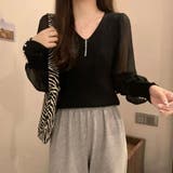 ニットトップス レディース シフォン袖 | Miniministore | 詳細画像9 