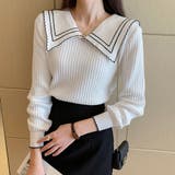 リブニットトップス 長袖 襟付きニット | Miniministore | 詳細画像4