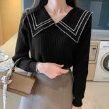 リブニットトップス 長袖 襟付きニット | Miniministore | 詳細画像8
