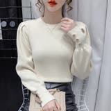 リブニットトップス 袖口ボタン 着やせ | Miniministore | 詳細画像10 