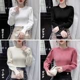 リブニットトップス 袖口ボタン 着やせ | Miniministore | 詳細画像2 