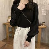 ニットブラウス 異素材 韓国風トップス | Miniministore | 詳細画像6 