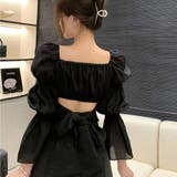 バックリボン ブラウス スクエアネック | Miniministore | 詳細画像9 