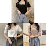 スクエアネック サマーニット レース付き | Miniministore | 詳細画像2 