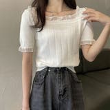 スクエアネック サマーニット レース付き | Miniministore | 詳細画像4 