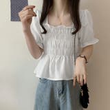 スクエアネック ブラウス シャーリング | Miniministore | 詳細画像4