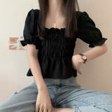 スクエアネック ブラウス シャーリング | Miniministore | 詳細画像7