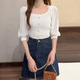 ニットブラウス 異素材切り替え 韓国風 オフィスカジュアル | Miniministore | 詳細画像4