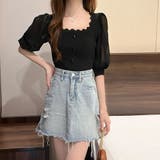 ニットブラウス 異素材切り替え 韓国風 オフィスカジュアル | Miniministore | 詳細画像6