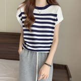 フレンチスリーブサマーニット ボーダー柄 | Miniministore | 詳細画像10 