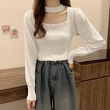 チョーカー風 リブニットトップス 韓国風 | Miniministore | 詳細画像4