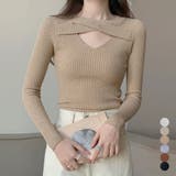 フロントクロス リブニット 韓国風 春秋 | Miniministore | 詳細画像1 