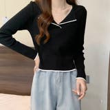 ポロニットトップス バイカラー 韓国風 | Miniministore | 詳細画像6 