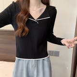 ポロニットトップス バイカラー 韓国風 | Miniministore | 詳細画像8 