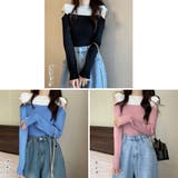 肩あきニットトップス バイカラー大人秋服 | Miniministore | 詳細画像2