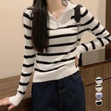 ハーフジップボーダー ニットプルオーバー | Miniministore | 詳細画像1