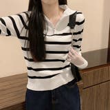 ハーフジップボーダー ニットプルオーバー | Miniministore | 詳細画像4