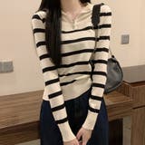 ハーフジップボーダー ニットプルオーバー | Miniministore | 詳細画像7