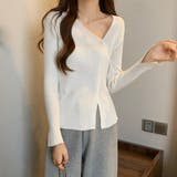 リブニットトップス フロントスリット | Miniministore | 詳細画像4 