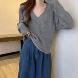 Vネックニットトップス 胸ポケット韓国風 | Miniministore | 詳細画像4