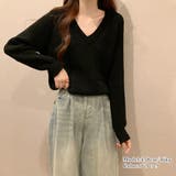 Vネックニットトップス 胸ポケット韓国風 | Miniministore | 詳細画像5