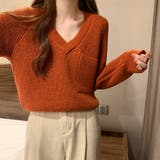 Vネックニットトップス 胸ポケット韓国風 | Miniministore | 詳細画像9