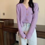 ケーブル編みニットカーディガン Vネック | Miniministore | 詳細画像9 