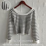 ボーダー柄ニットトップス スクエアネック | Miniministore | 詳細画像3