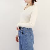 Vネックニットトップス 韓国風リブニット | Miniministore | 詳細画像8 