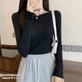 リブニットトップスレディースクルーネック | Miniministore | 詳細画像4 