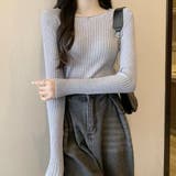リブニットトップスレディースクルーネック | Miniministore | 詳細画像6 
