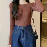 リブニットトップスレディースクルーネック | Miniministore | 詳細画像7 