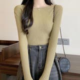 リブニットトップスレディースクルーネック | Miniministore | 詳細画像8 