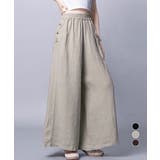 綿麻風ワイドパンツレディースリネンパンツ | Miniministore | 詳細画像1 