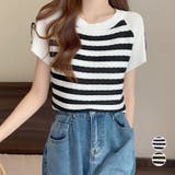 ニットトップス ボーダー柄 サマーニット | Miniministore | 詳細画像1 