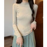 ニットトップス 飾りボタン リブニット | Miniministore | 詳細画像7 