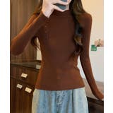 ニットトップス 飾りボタン リブニット | Miniministore | 詳細画像8 