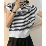 フレンチスリーブポロニット ボーダー柄 | Miniministore | 詳細画像1