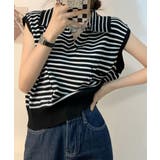 フレンチスリーブポロニット ボーダー柄 | Miniministore | 詳細画像8