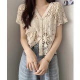 透かし編みニットカーディガン ショート丈 | Miniministore | 詳細画像5 